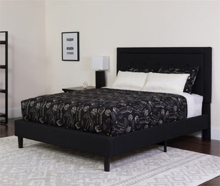 Flash Furniture Queen Platform Panel Bed and Mattress in Black