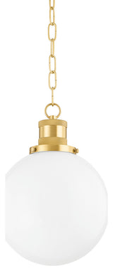 Beverly 1 Light Pendant, Aged Brass
