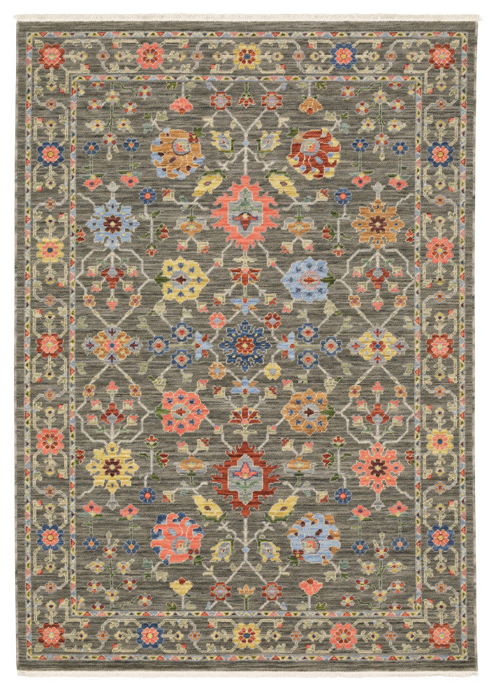 Leoness Floating Floral Indoor Area Rug, Grey, 5'3" x 7'6"