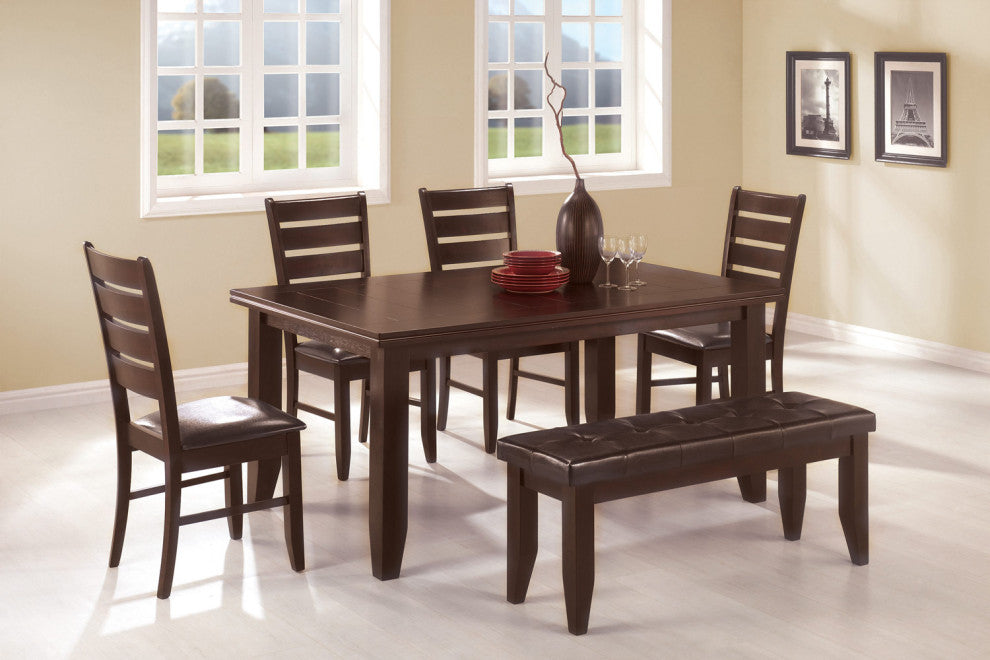 Set of 2 Slat Back Side Chairs, Cappuccino and Black