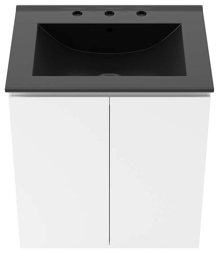 Bryn 24" Wall-Mount Bathroom Vanity, White Black