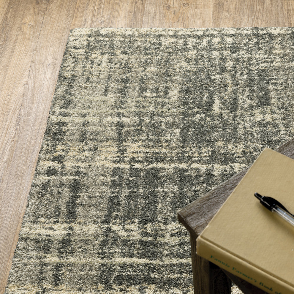 Anson Distressed Abstract Charcoal/Beige Indoor Area Rug, Charcoal, 6'7"x9'6"