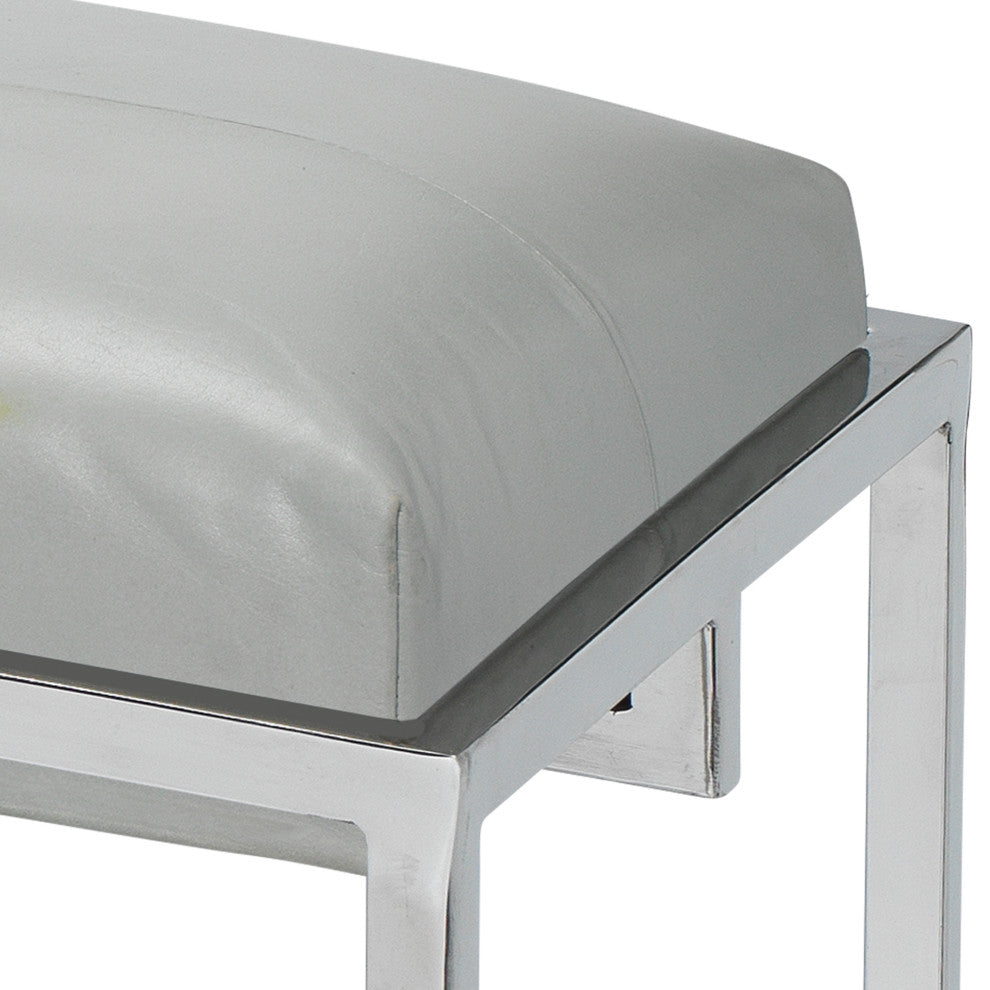 Shelby Leather Bench, Grey