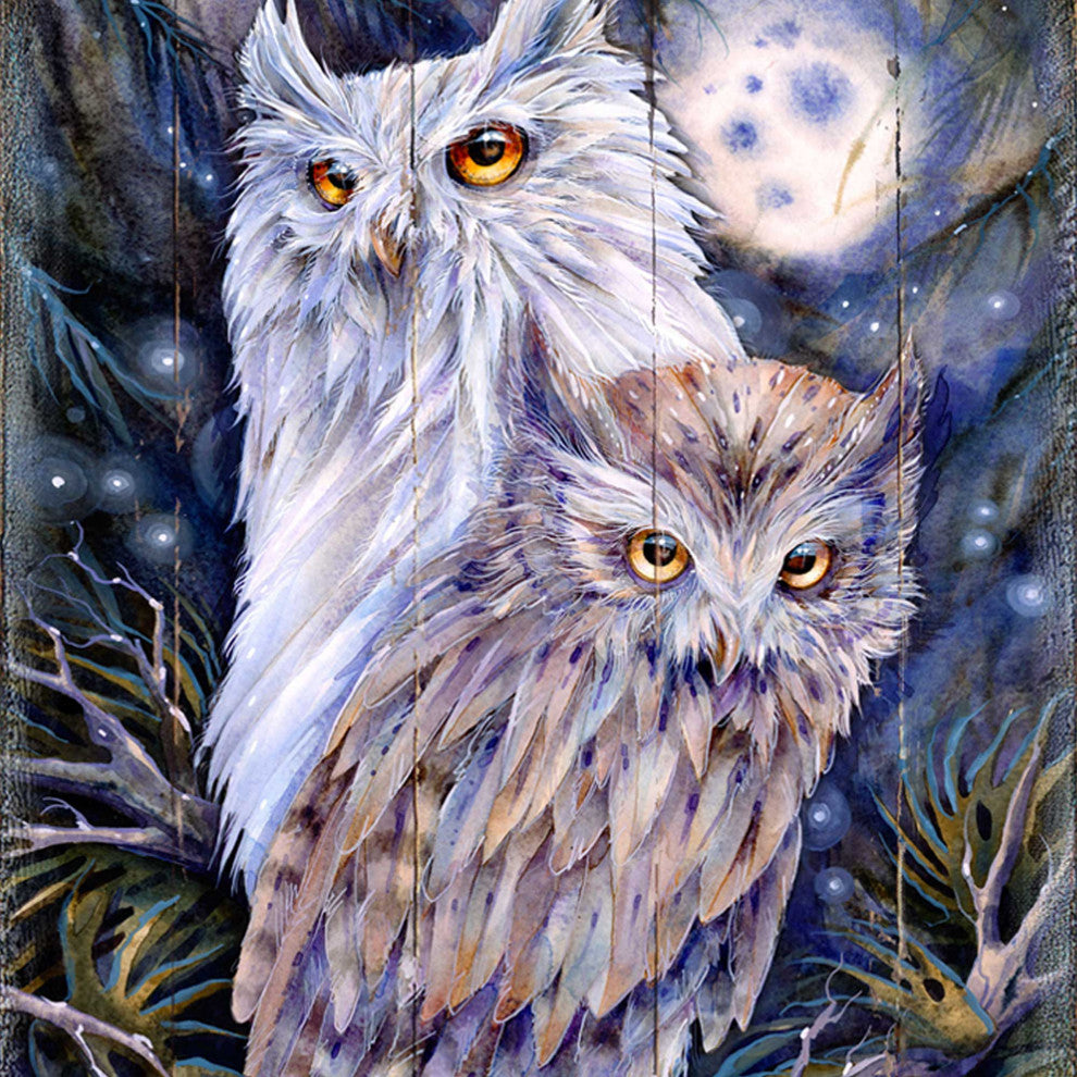 Night Watch Owls Wooden Wall Art, X-Large 36x24
