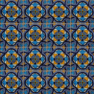 4-Piece Movas Talavera Mexican Tile, 6x6"