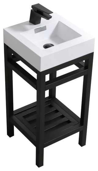 Cisco 16" Stainless Steel Console With Acrylic Sink, Matte Black