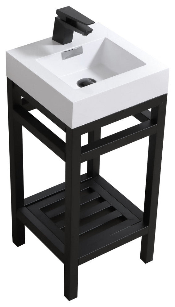 Cisco 16" Stainless Steel Console With Acrylic Sink, Matte Black