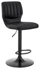 Black Faux Leather Textured Adjustable Bar Stool