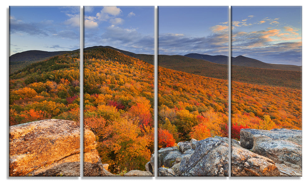Endless Forests in the Fall Foliage, Landscape Canvas Print, 48"x28", 4 Panels