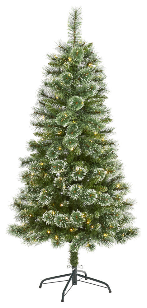 5' Wisconsin Slim Snow Tip Pine Faux Christmas Tree With 150 Clear LED Lights