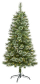 5' Wisconsin Slim Snow Tip Pine Faux Christmas Tree With 150 Clear LED Lights