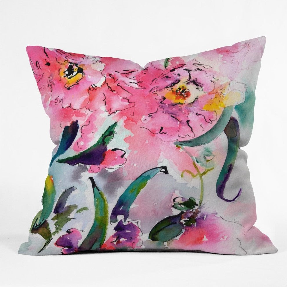 Ginette Fine Art Pink Camellias Throw Pillow, 20"x20"