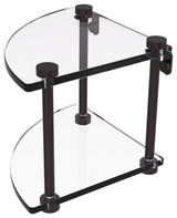Two Tier Corner Glass Shelf, Antique Bronze