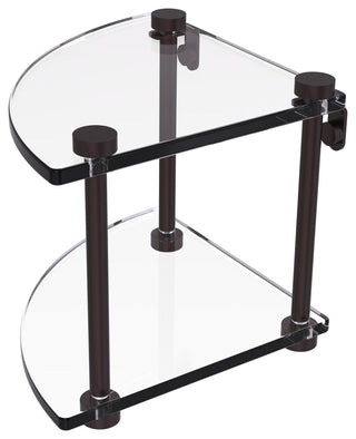 Two Tier Corner Glass Shelf, Antique Bronze