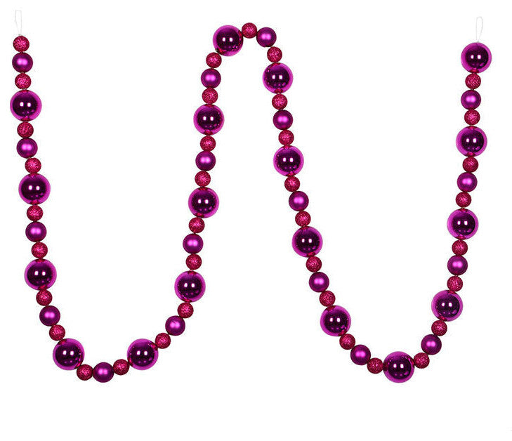 Vickerman N181770 9'' Fuchsia Assorted Ball Christmas Garland Ornament