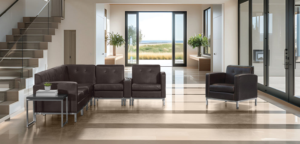 Wall Street Arm Chair, Espresso Faux Leather