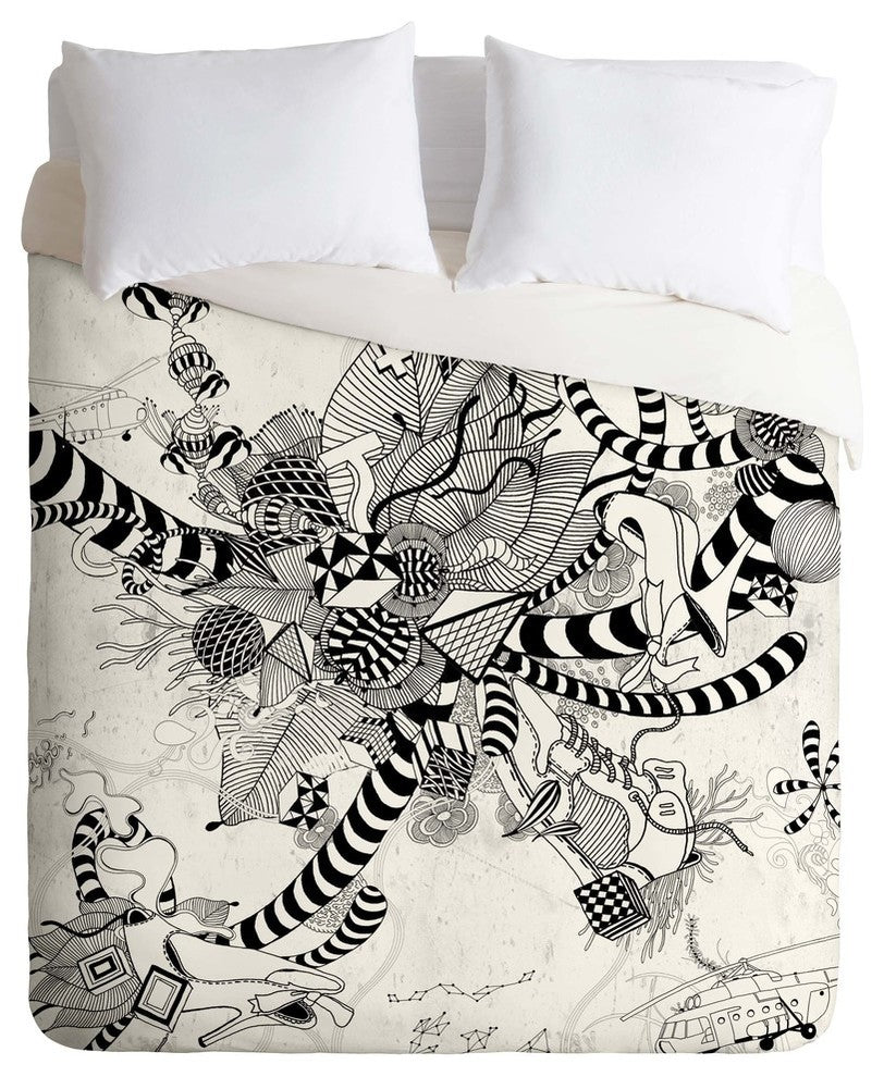 Deny Designs Iveta Abolina Black And White Play Duvet Cover - Lightweight