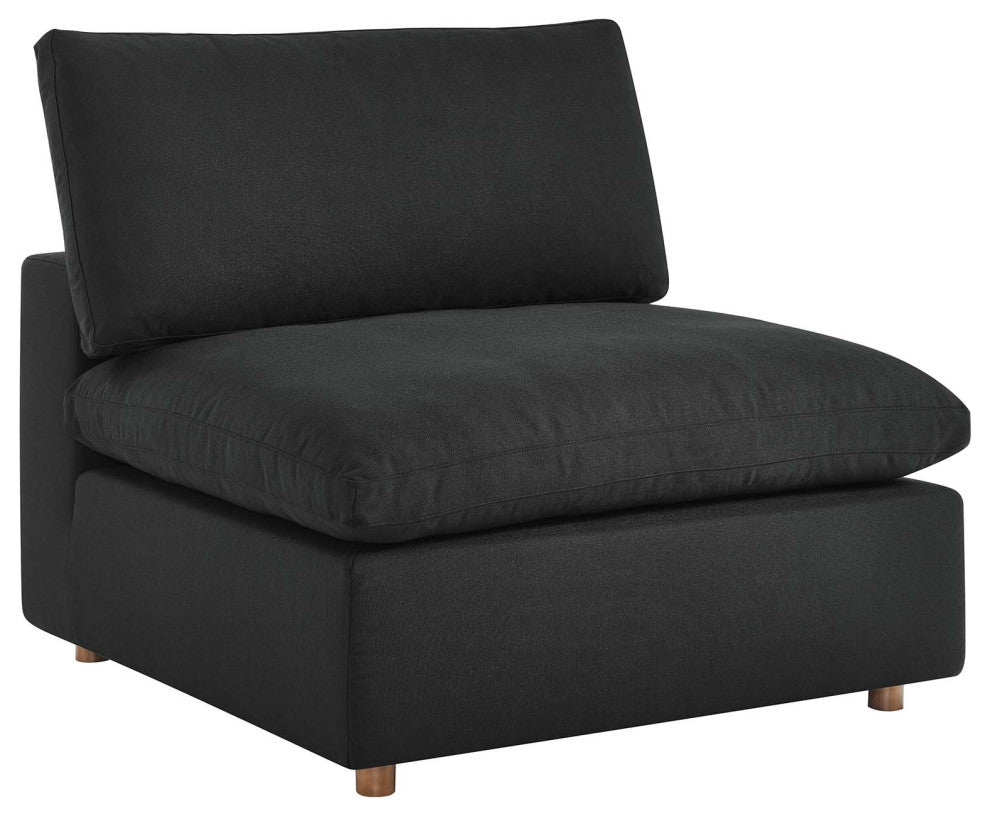 Commix Down Filled Overstuffed 3-Piece Sectional Sofa Set, Black