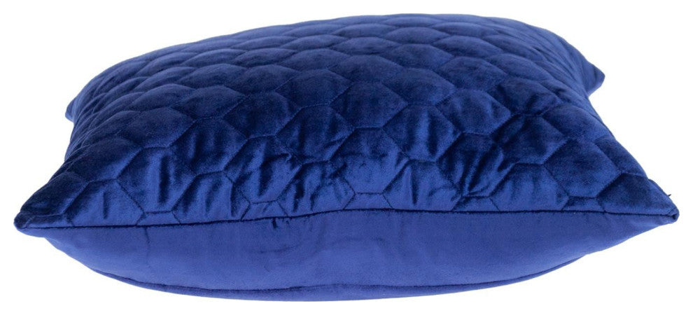 Blue Tufted Velvet Quilted Throw Pillow