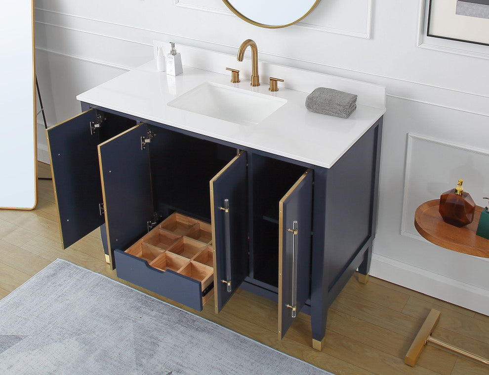 Tennant Brand Navy Blue Bertone Sink Bathroom Vanity, 48"