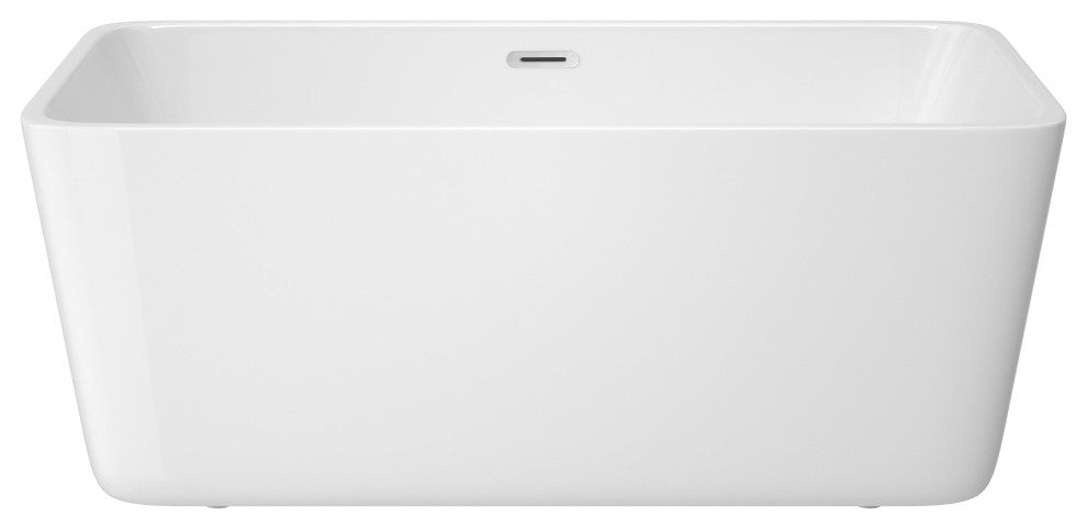 67 in. Acrylic Rectangular Flatbottom Freestanding Soaking Bathtub in White