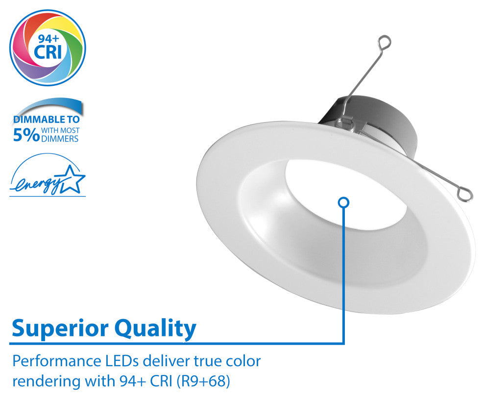 DLR566091203KWH-12PK 5/6", White Recessed LED Downlight, 12 Pack