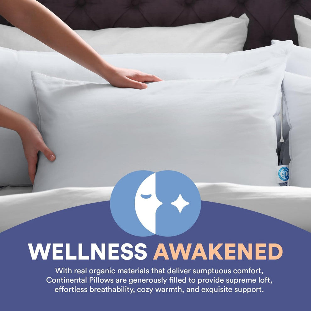 Continental Bedding - 550 Fill Power Down Pillow, Standard (Set of 2), Firm