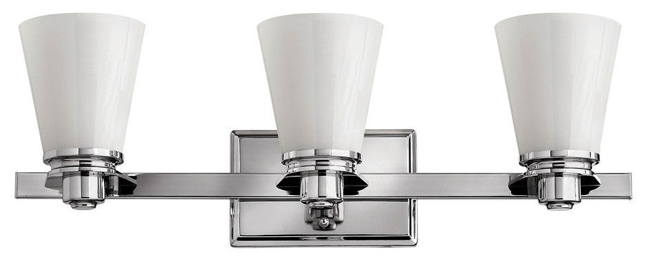 Hinkley Avon Medium Three Light Vanity, Chrome