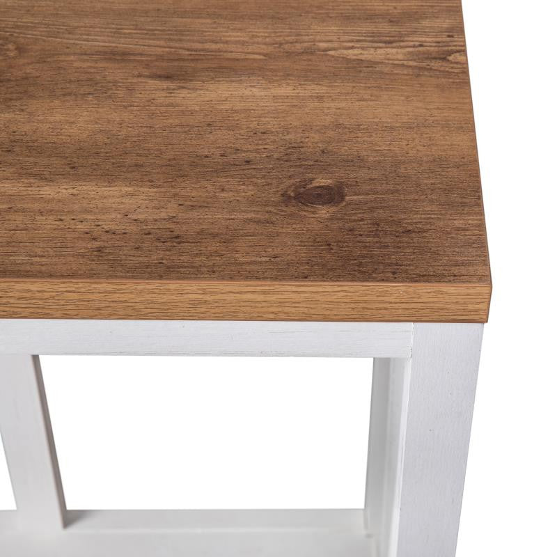 Charlotte Modern 2-Tier Farmhouse Console Accent Table, Brushed White Wash/Warm Oak