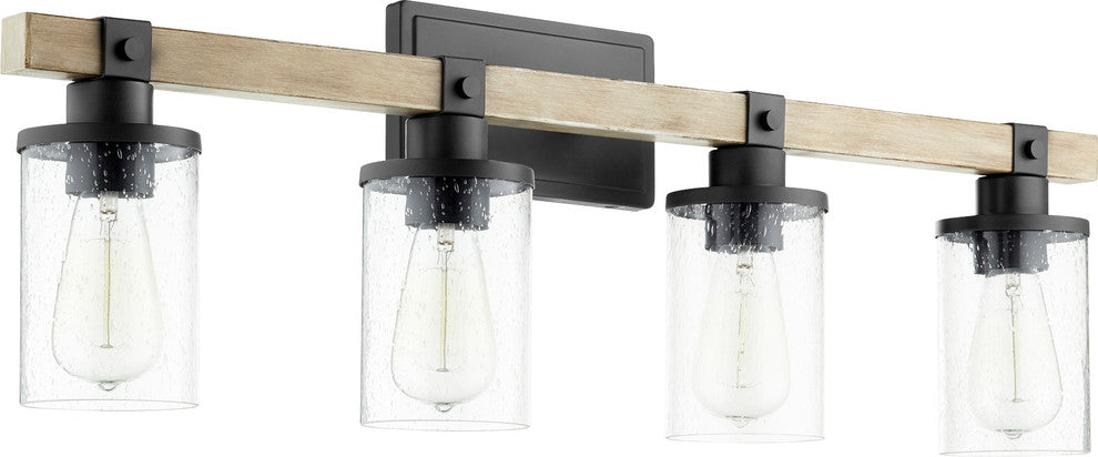 Alpine 4-Light Vanity Fixture, Noir With Driftwood finish