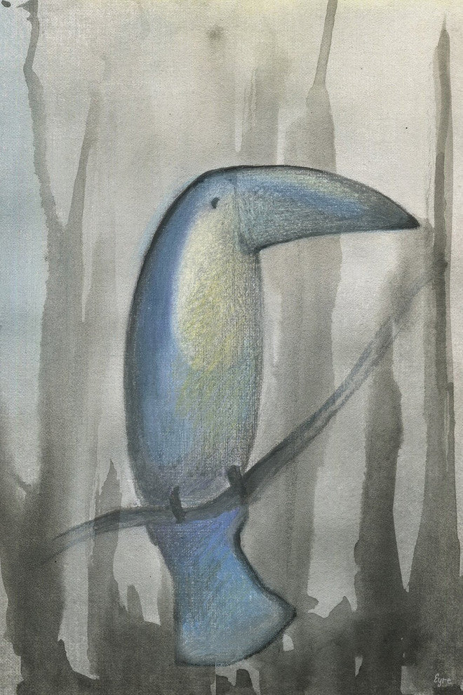 "Blue Toucan" Painting Print on Wrapped Canvas, 20"x30"