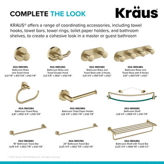 Elie Bathroom Robe and Towel Double Hook, Brushed Gold
