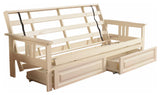 Caleb Frame Futon With Antique White Finish, Storage Drawers, Marmont Thunder