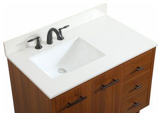 Home Living 22" Midcentury Modern Teak-Light Bathroom Vanity
