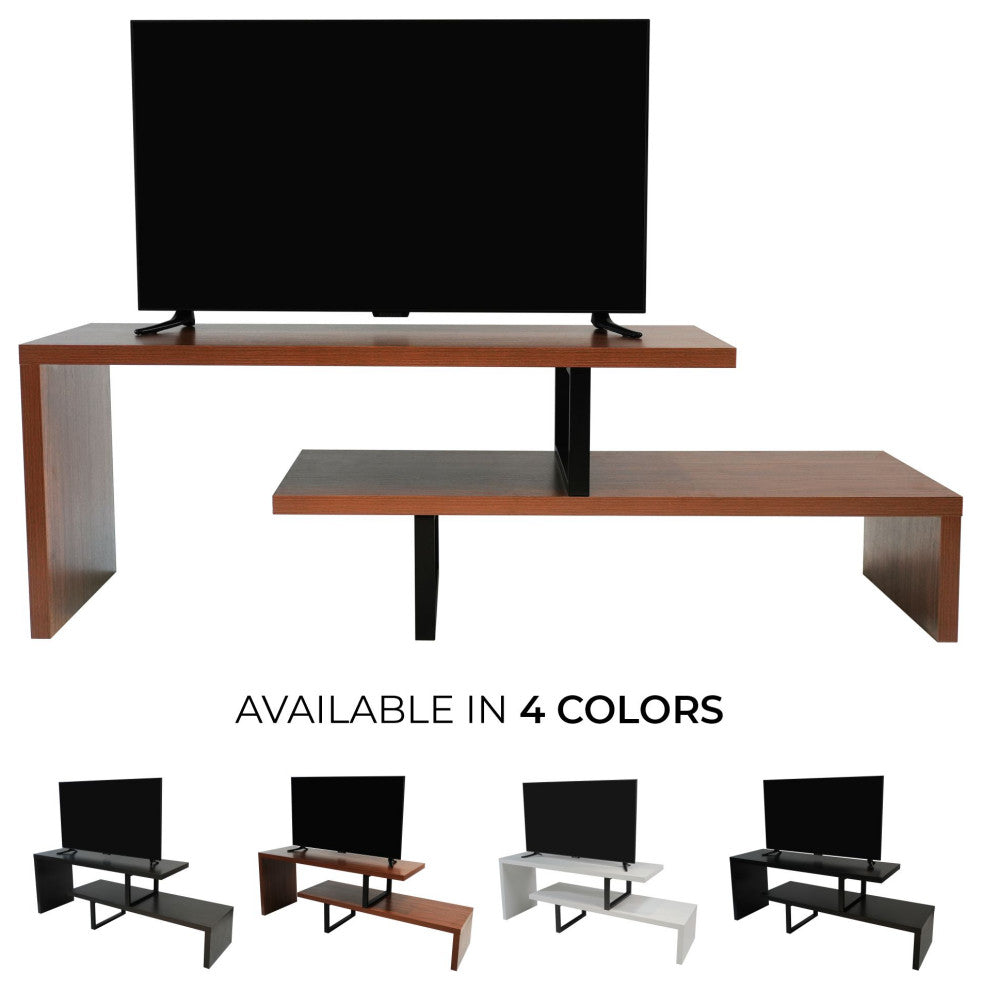 Orford Modern Open Concept Minimalist TV Stand with Iron Legs, Walnut