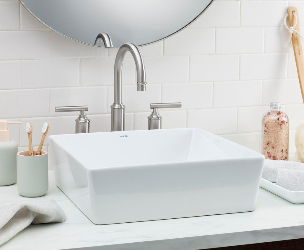 FLEX Vessel Sink, White, 15"x15"x5"