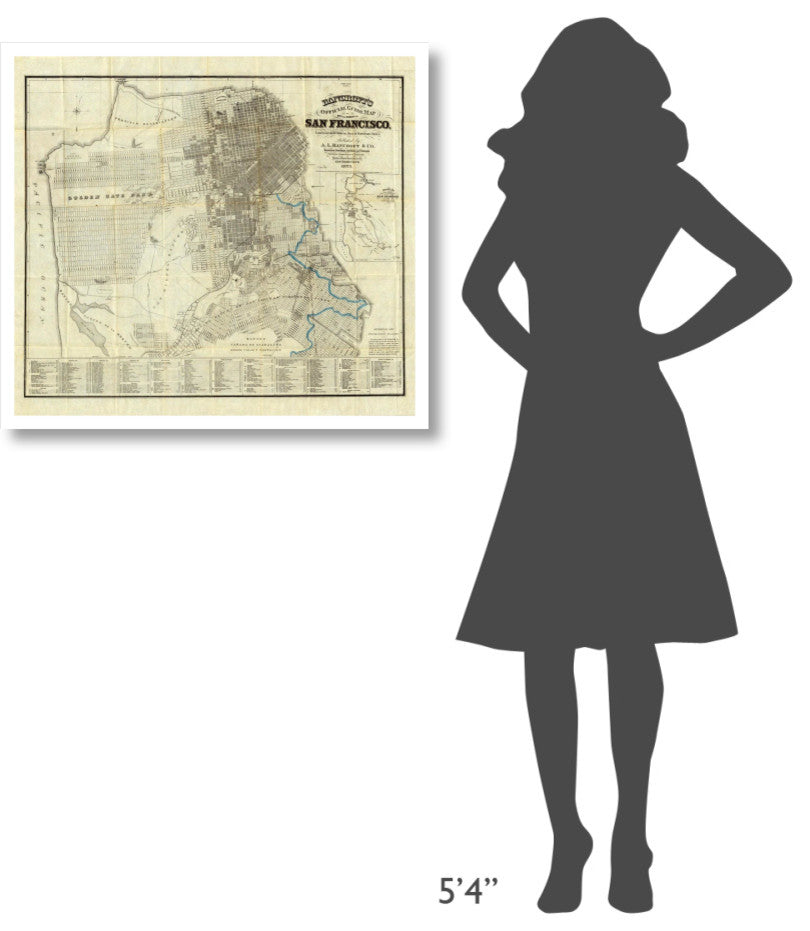 "Official Guide Map of City/County of San Francisco, 1873" Paper Art, 32"x29"