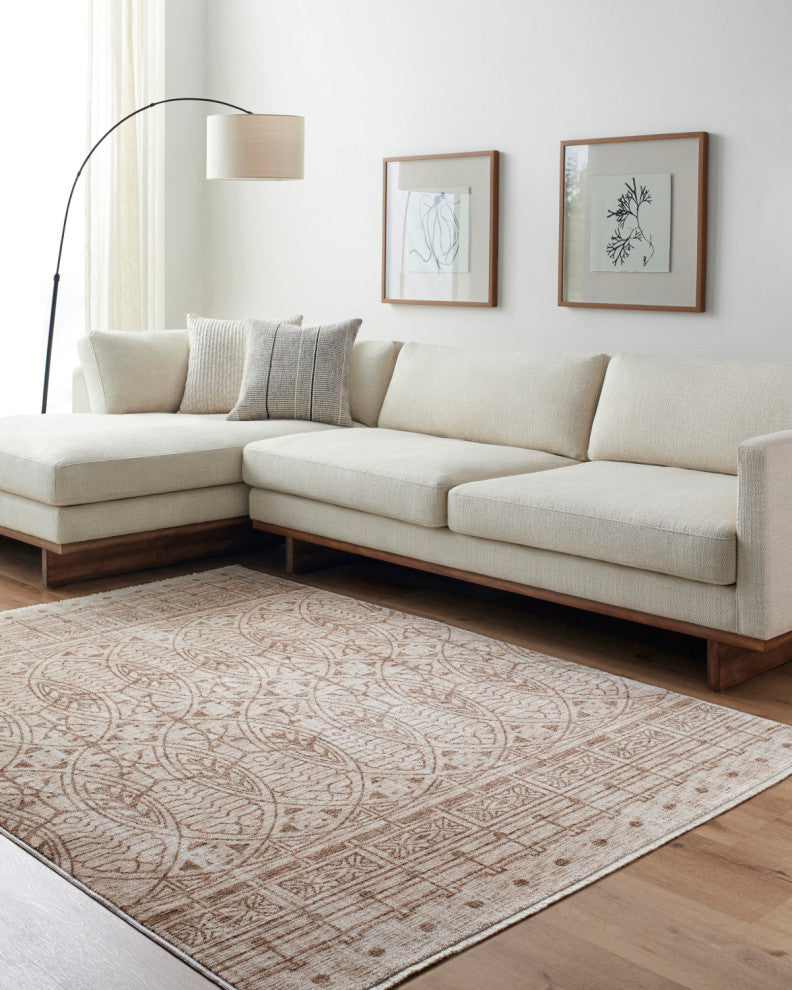 Frank Lloyd Wright x Surya Usonia USO-2305 Machine Woven Area Rug, Khaki, Natural, Camel, Clay, 3'2" X 4'11"