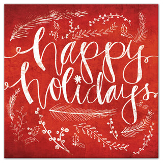 Red Happy Holidays Canvas Wall Art, 30"x30"