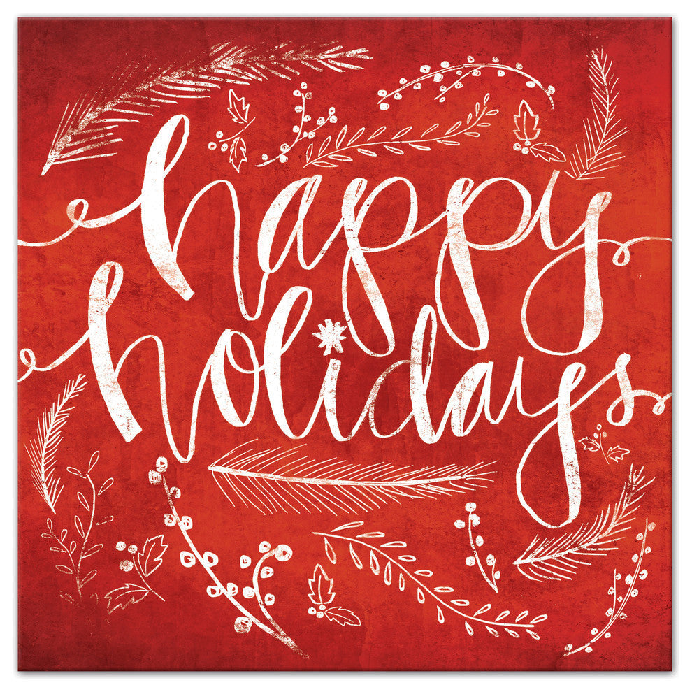 Red Happy Holidays Canvas Wall Art, 30"x30"