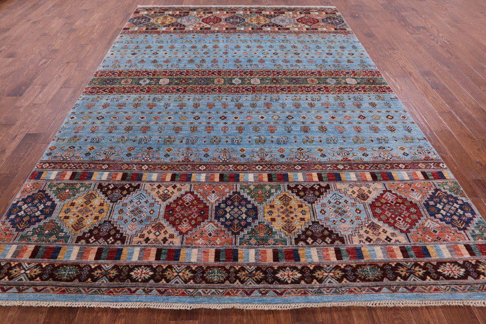 8' 3" X 11' 4" Persian Gabbeh Tribal Hand-Knotted Wool Rug Q7597