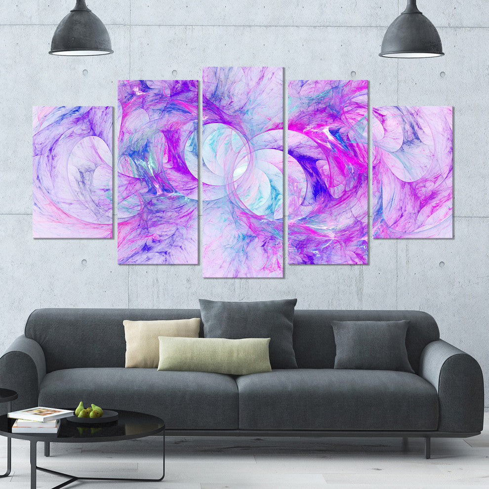 Light Purple Fractal Texture, Contemporary Canvas Art Print, 60"x32", 5 Panels