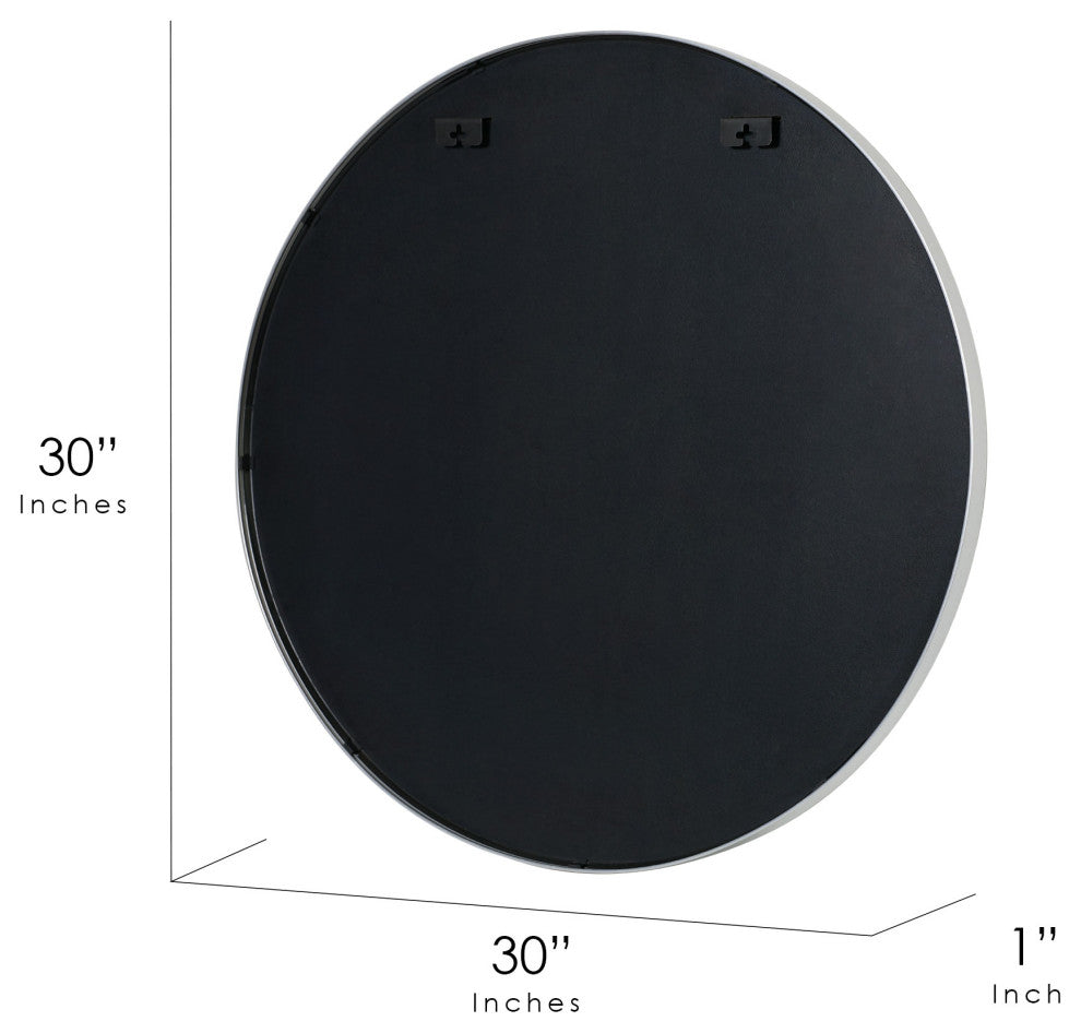 Silver Round Thin Metal Framed Decorative Hanging Mirror - 30 x 30