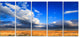 Clouded Blue Sky over Prairie, Landscape Canvas Art Print, 60"x28", 5 Panels