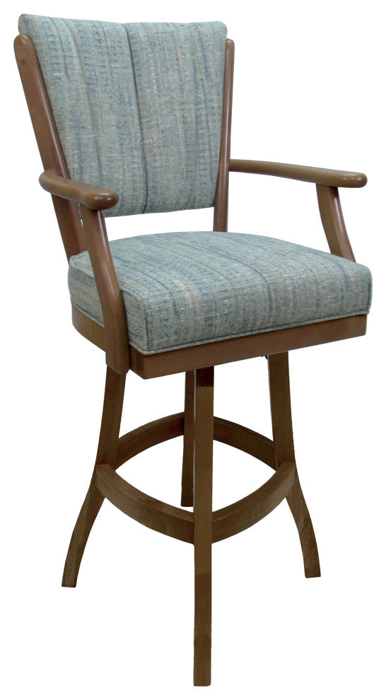 Classic Counter Stools, Ocean Beige Vinyl, Light Oak, 26"