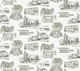 Modern Vista Toile Evergreen Wallpaper