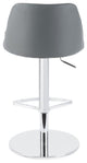 Adele Adjustable Genuine Leather Bar Stool, Gray Leather