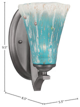Zilo Wall Sconce, Graphite, 5.5" Teal Crystal Glass