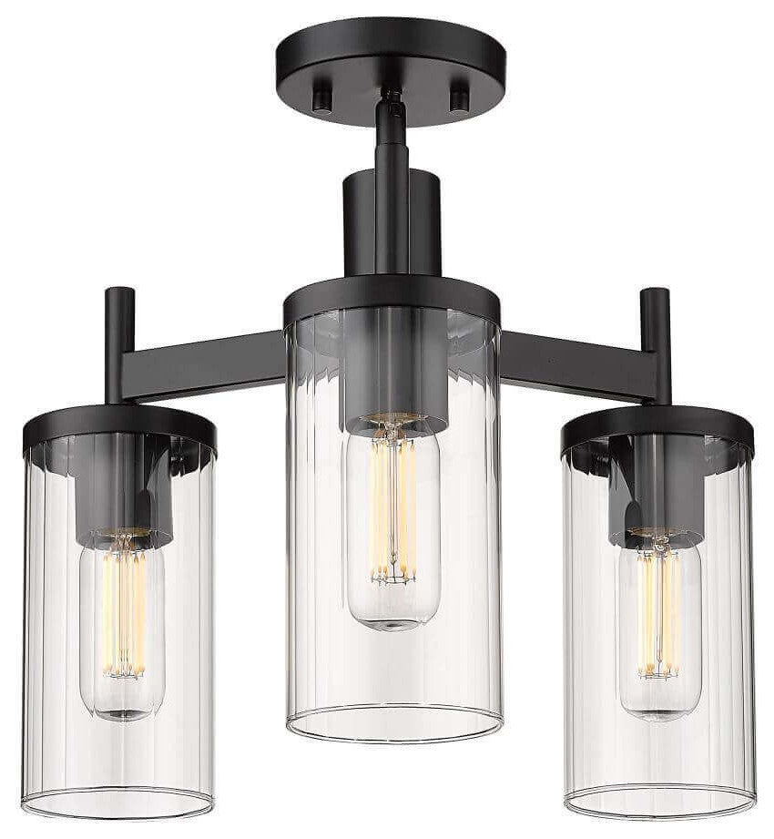 Semi-Flush Mount in Black, 17
