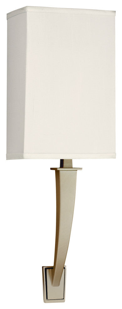 Sheridan Single Arm LED Sconce, Champagne Finish, Cream Linen Shade